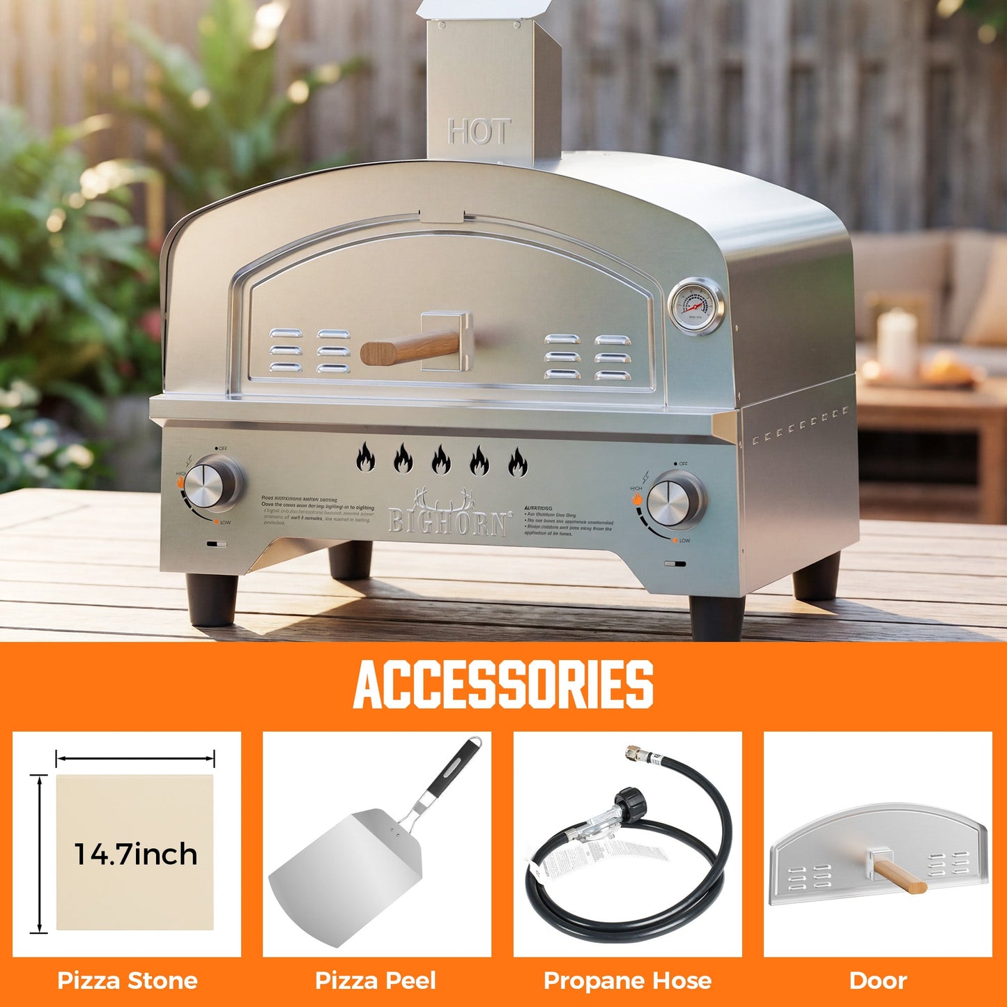 15" Dual Burner Gas Pizza Oven