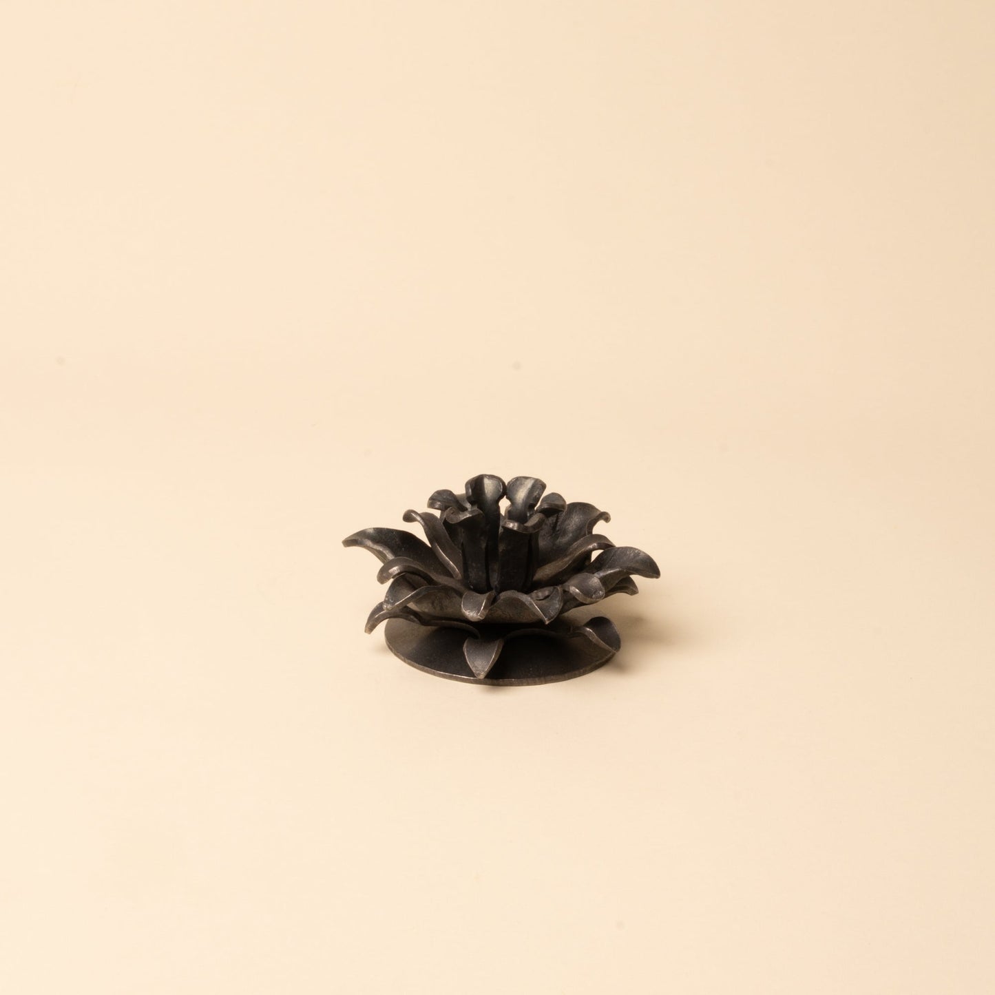 Forged Iron Flower Candle Holder