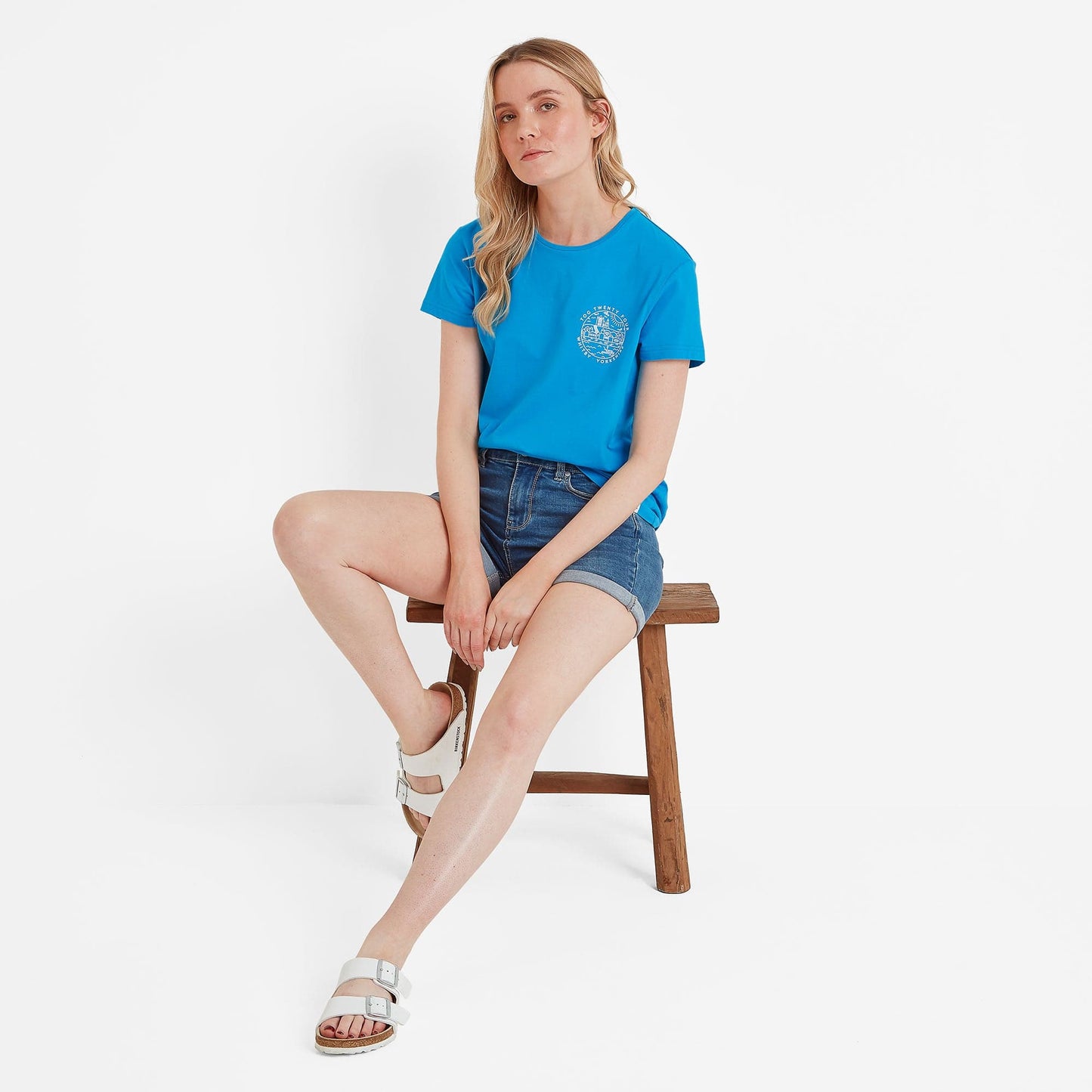 Seaside Womens 100% Cotton T-Shirt - Azure Blue