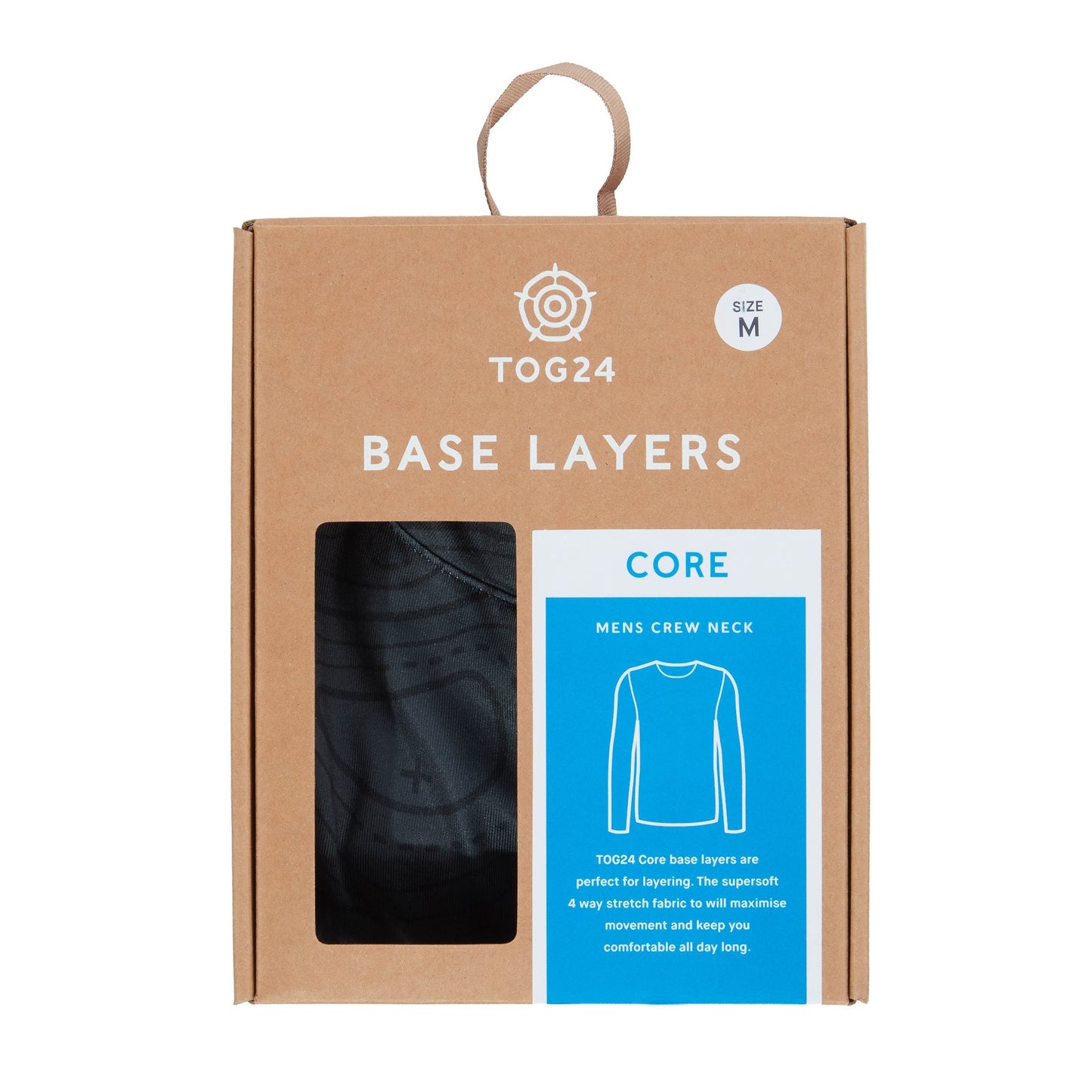 Snowdon Mens Thermal Crew Neck Base Layer - Black Terrain Print
