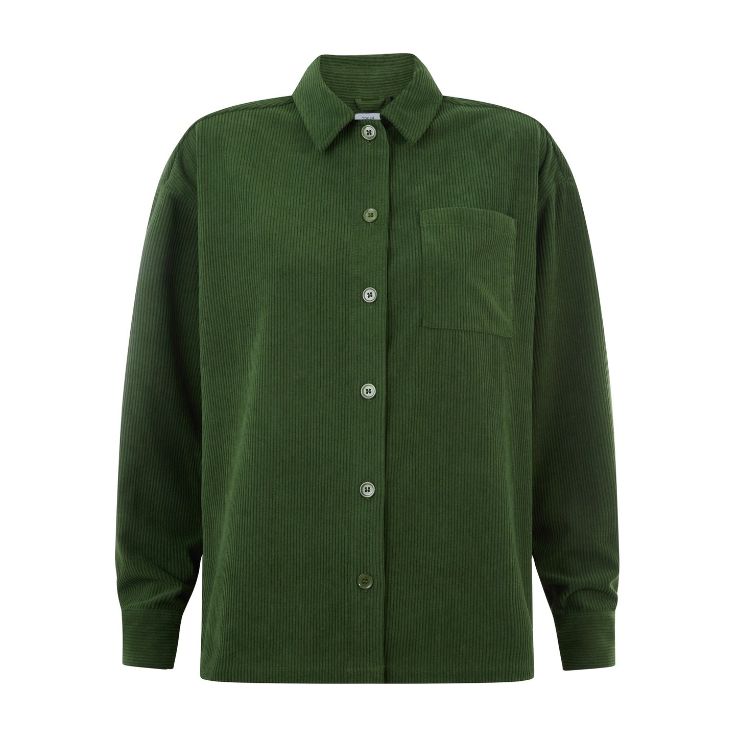 Tova Womens Corduroy Shacket Overshirt - Olive Green