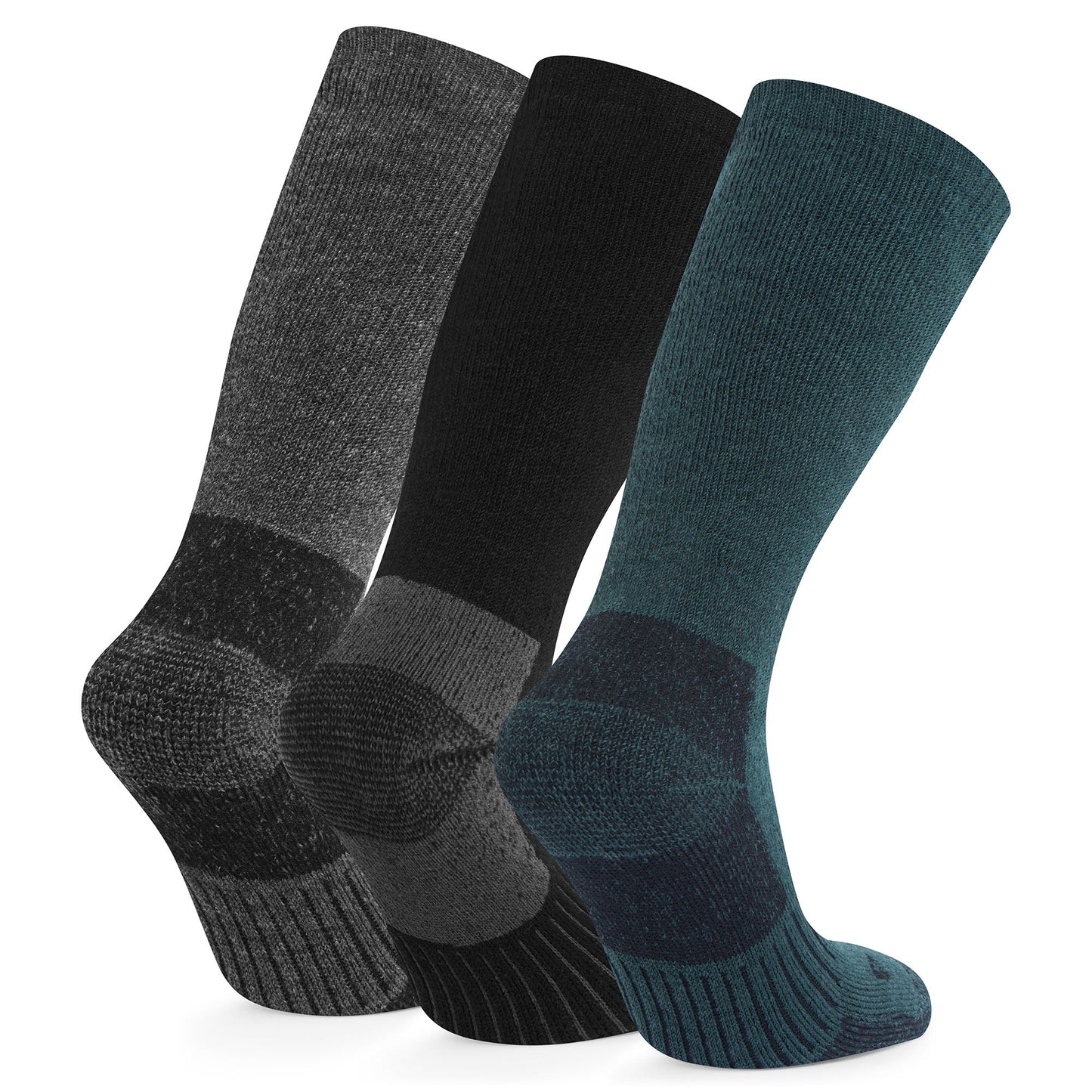 Villach 3 Pack Mens Trek Socks - Black/Racing Green/Dk Grey Marl