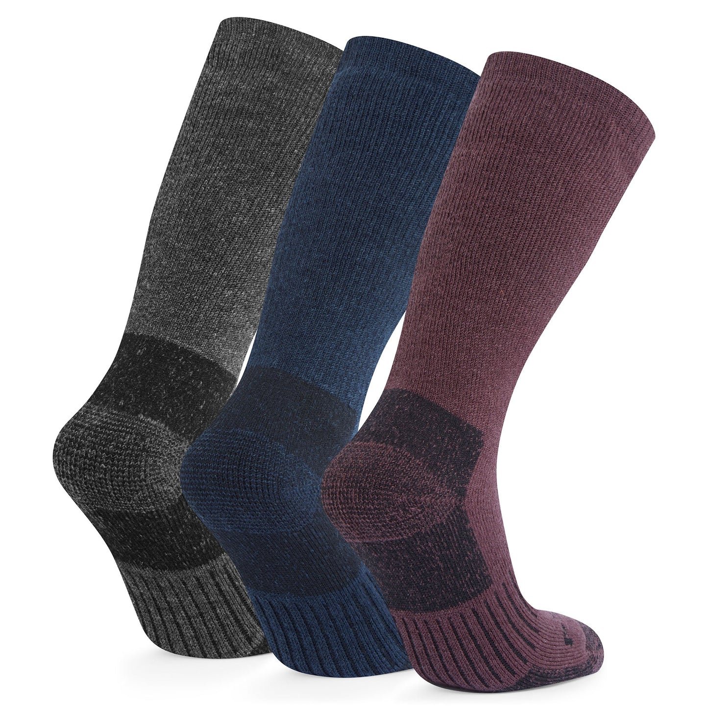 Villach 3 Pack Womens Trek Socks - Dk Indigo/Dk Mauve/Dk Grey Marl