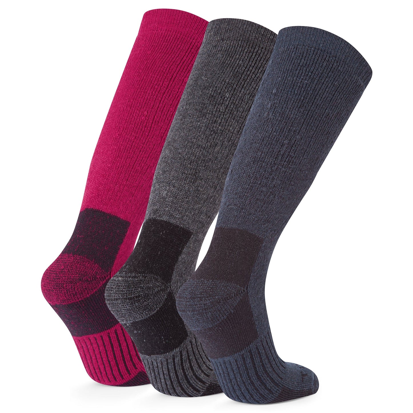 Villach 3 Pack Womens Trek Socks - Dark Grey Marl/Cerise/Dark Indigo