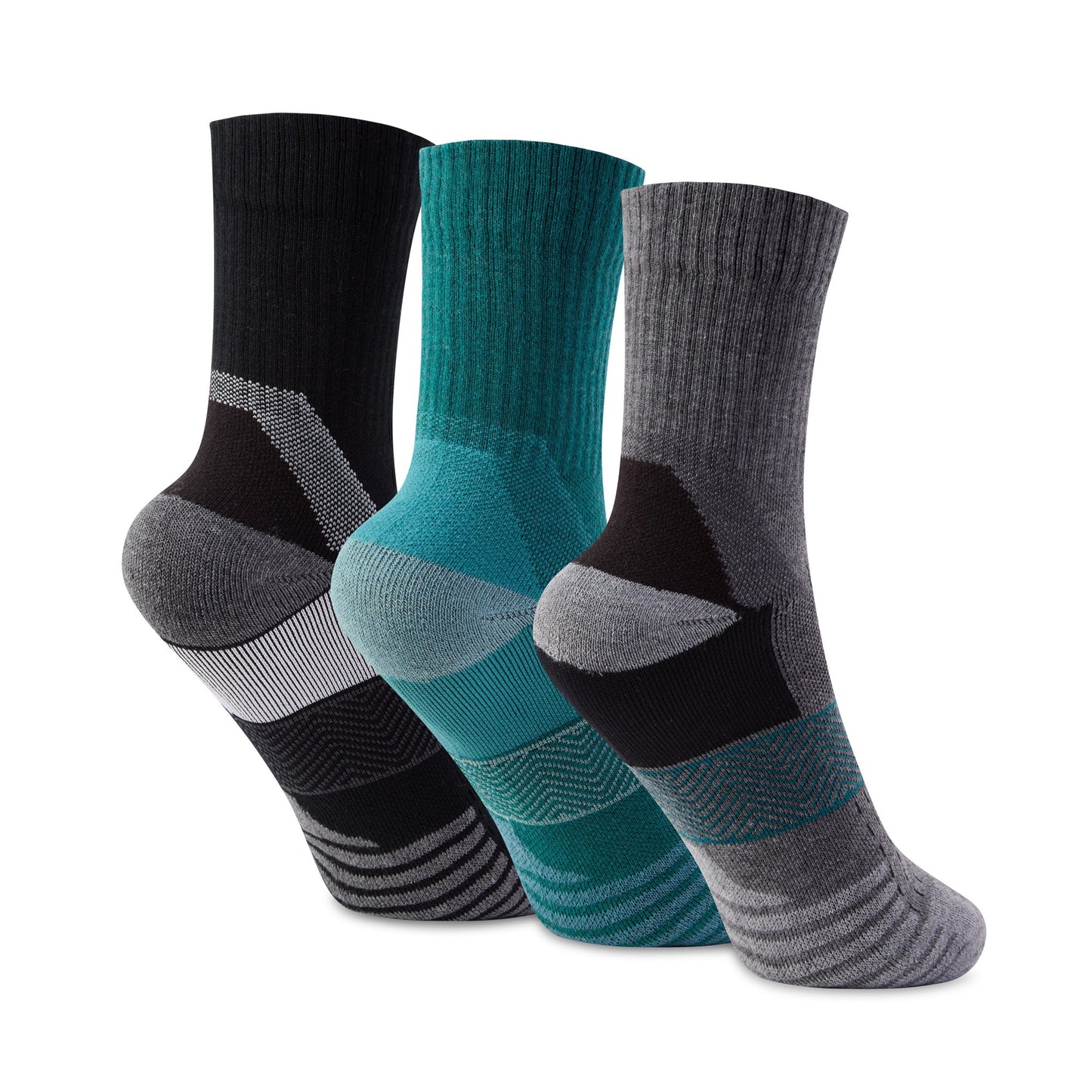 Wels 3Pack Mens Trek Socks - Black/Dark Turquoise/Dark Grey Marl
