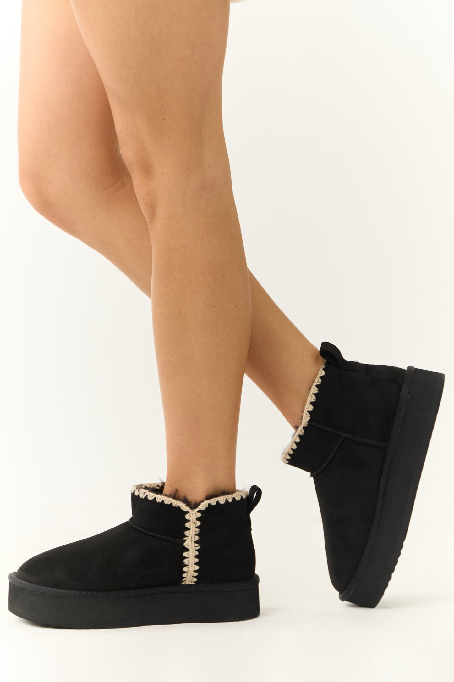 Black Suede Platform Ankle Boots