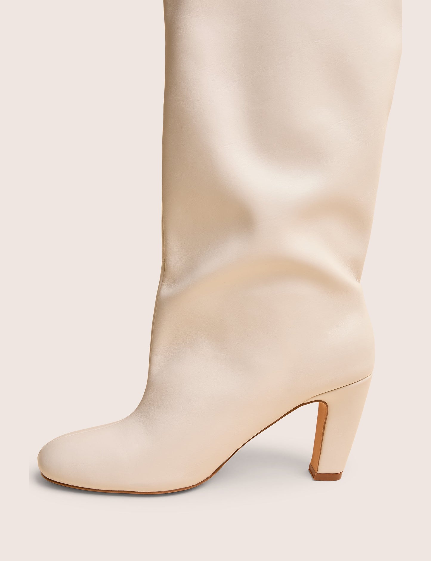 Fifth Ave Off White Pu Slouchy Mid Heel Boots