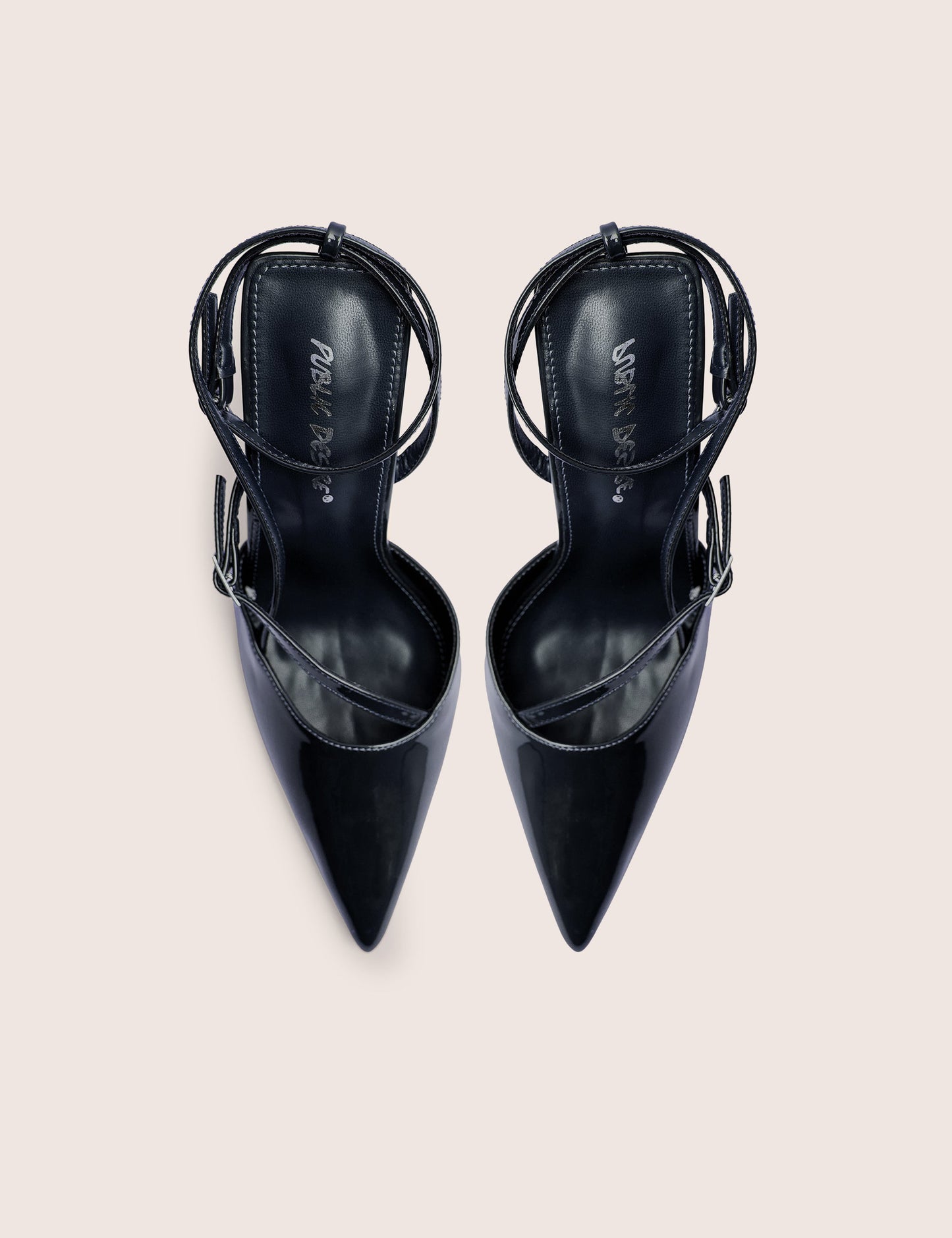 Idol Navy Patent Buckle Strappy Detail Stiletto Court High Heels