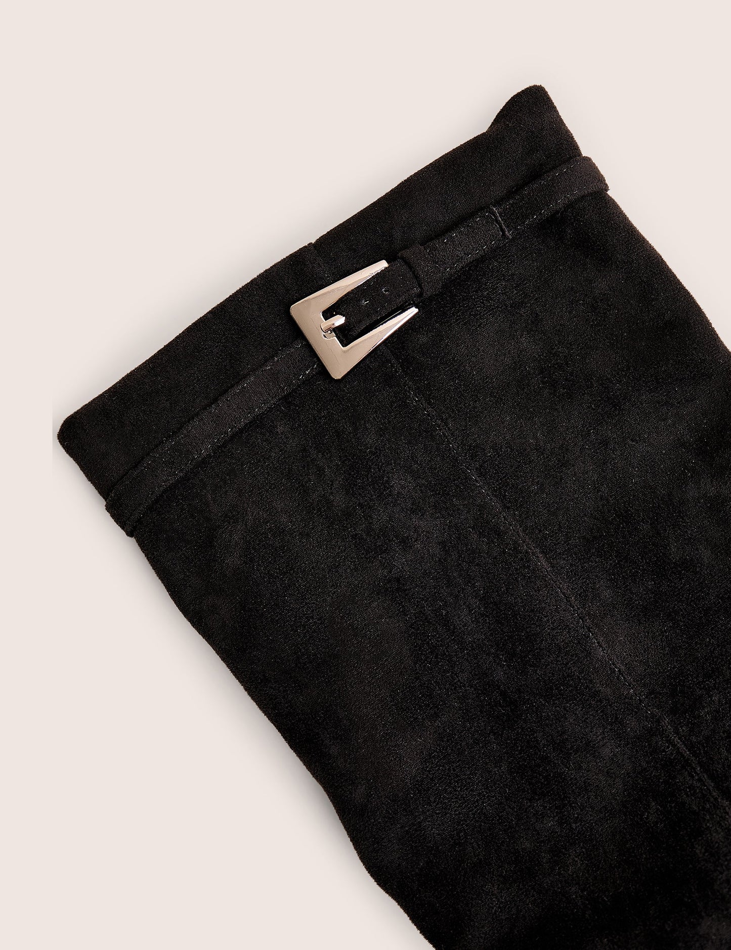 Kola Black Fold Over Buckle Detail Heeled Boots