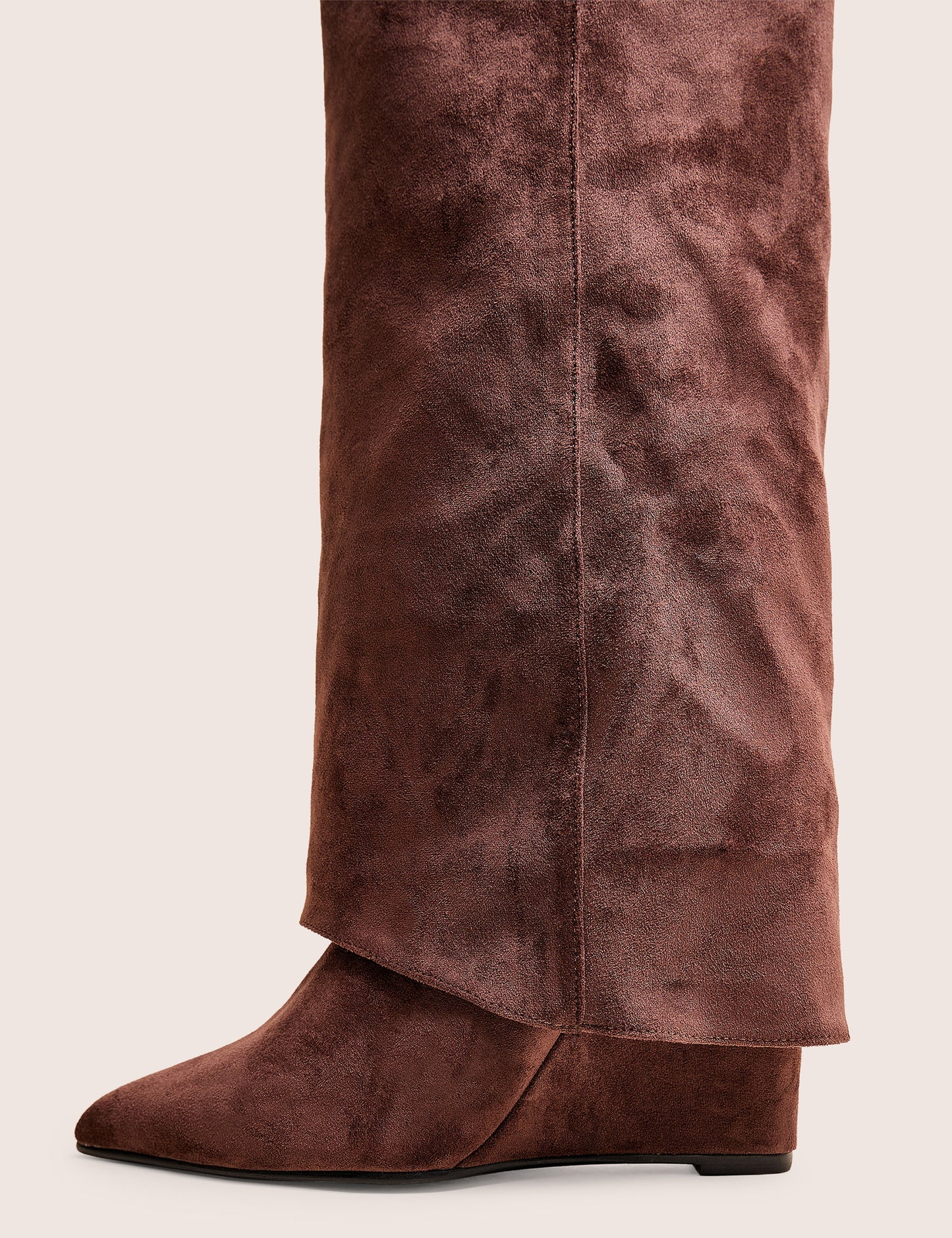Kola Brown Fold Over Buckle Detail Heeled Boots
