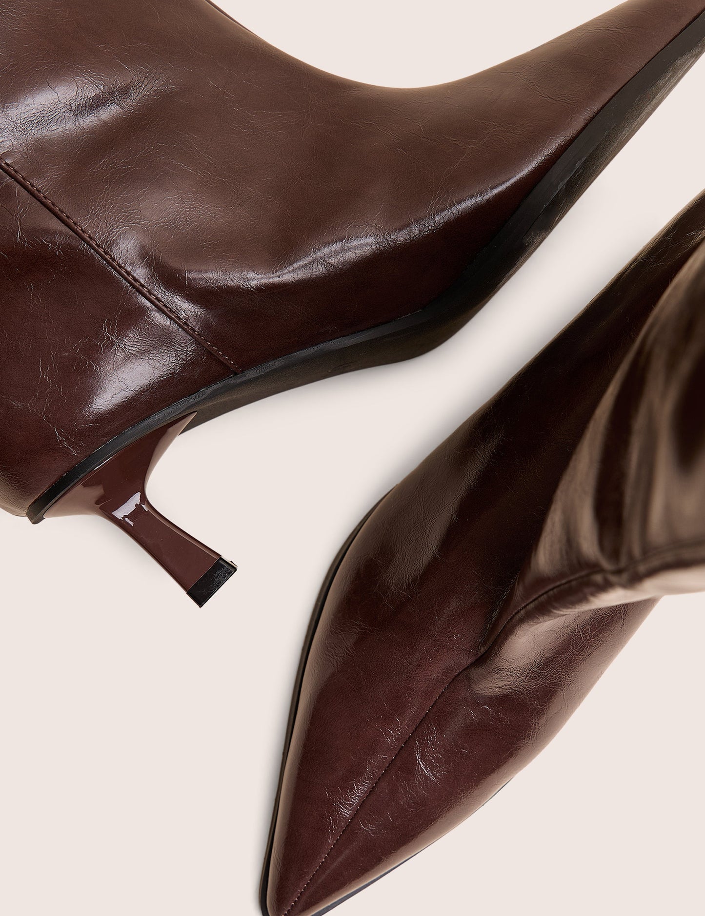 Lola Brown Kitten Heel Knee High Boots