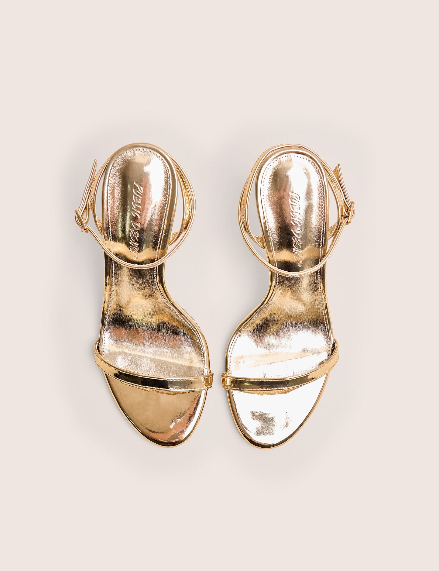 Selene Gold Curved Heels Barely There