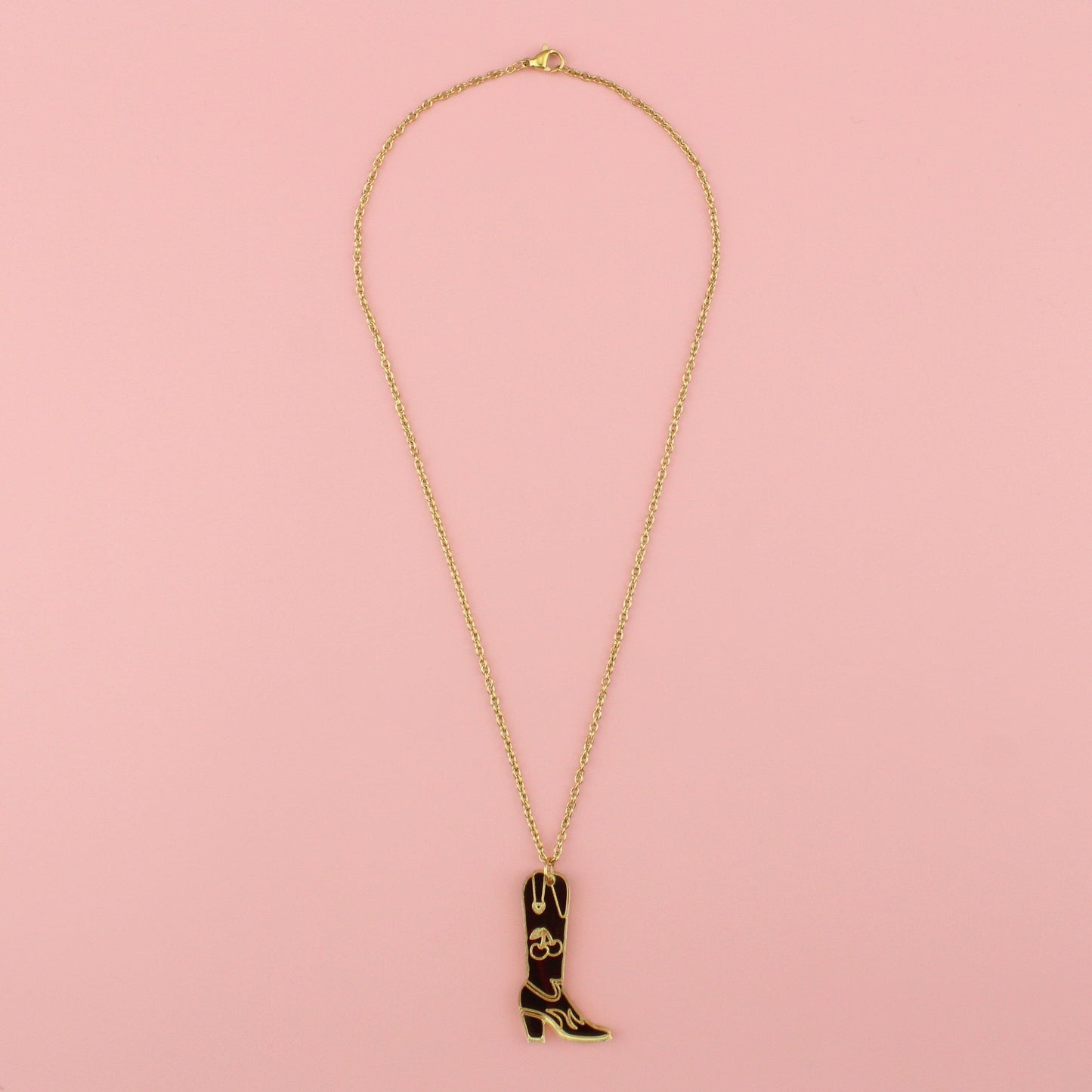 Working 9-5 Gold Cowgirl Boot Necklace