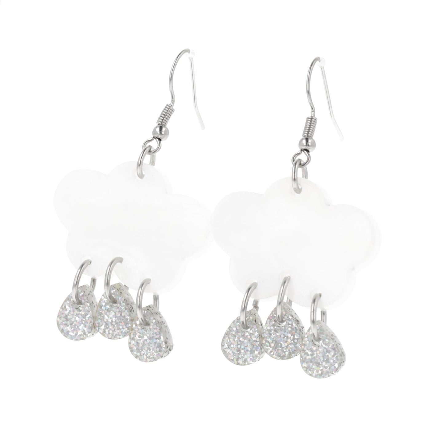 White Glitter Acid Rain Earrings