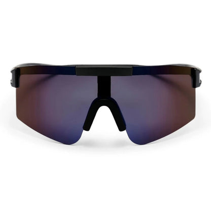 CHPO Luca Oversized Sport Sunglasses - Matte Black/Purple Mirror