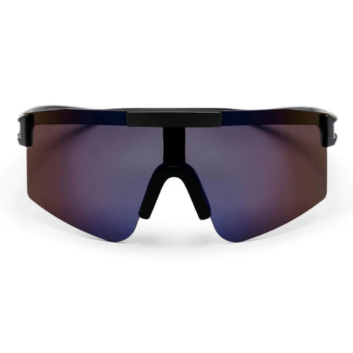CHPO Luca Oversized Sport Sunglasses - Matte Black/Purple Mirror