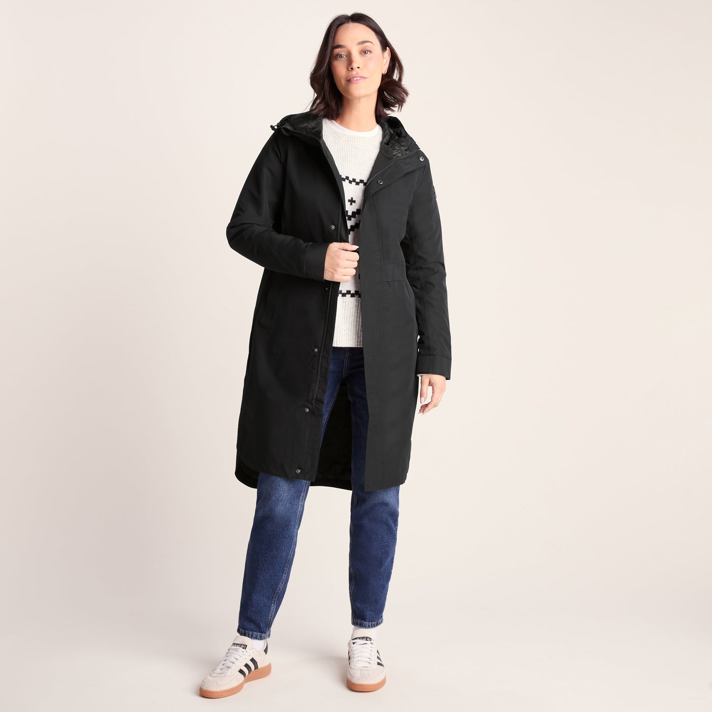 Saunter Womens Long Waterproof Jacket - Black