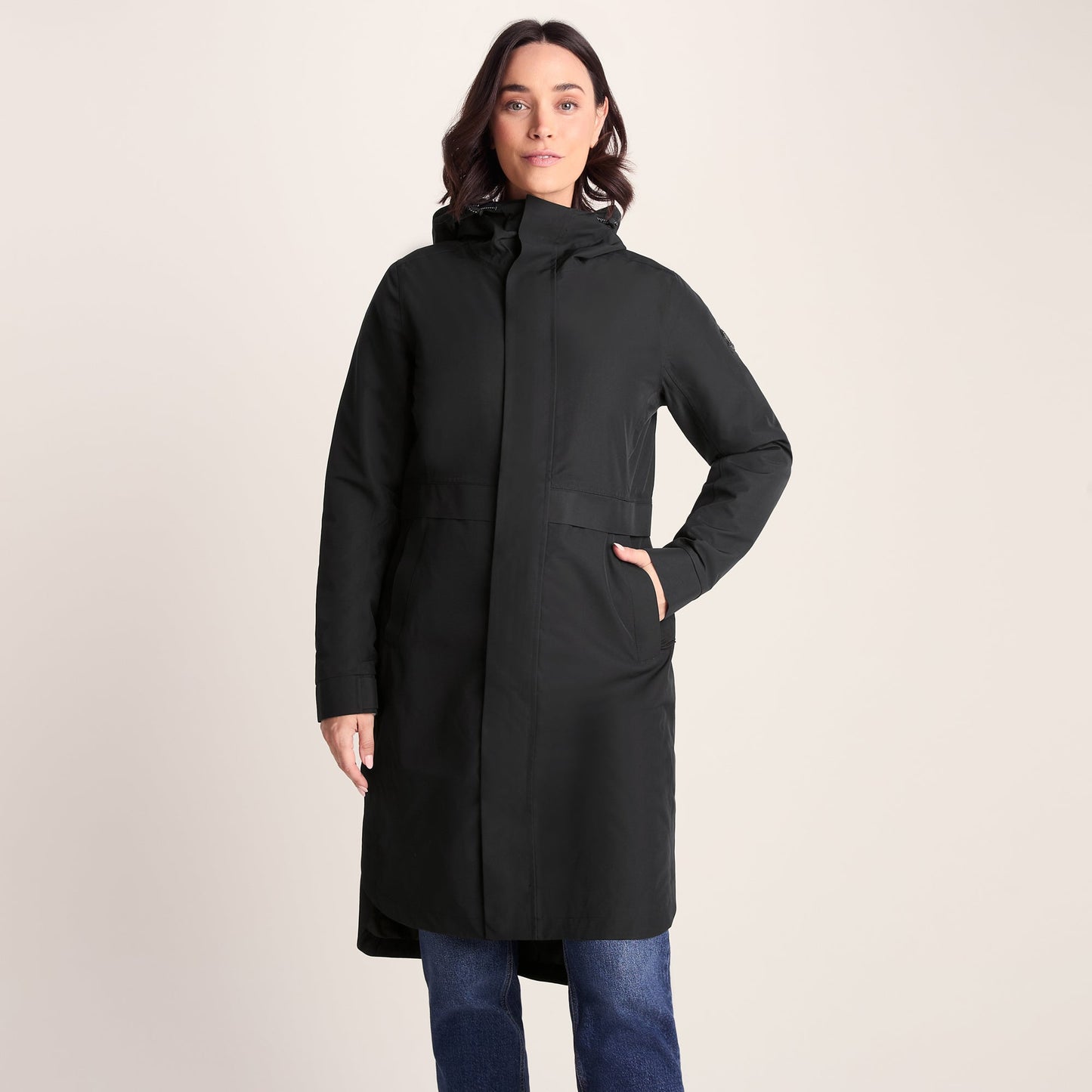 Saunter Womens Long Waterproof Jacket - Black