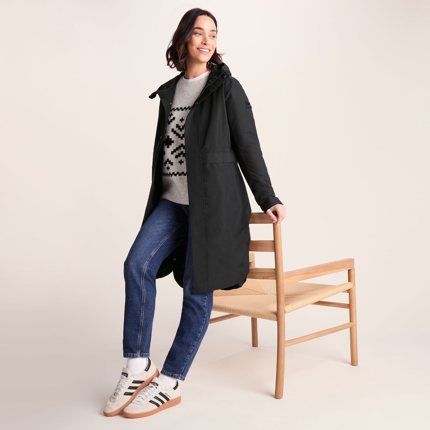 Saunter Womens Long Waterproof Jacket - Black