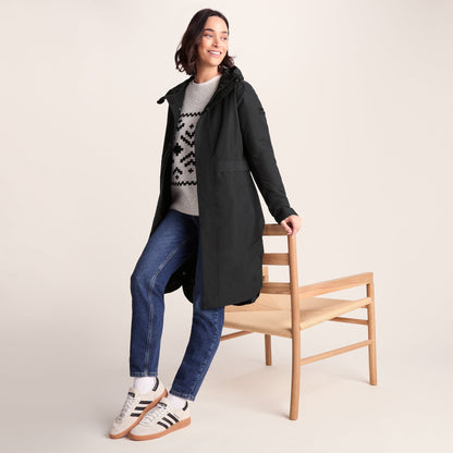 Saunter Womens Long Waterproof Jacket - Black