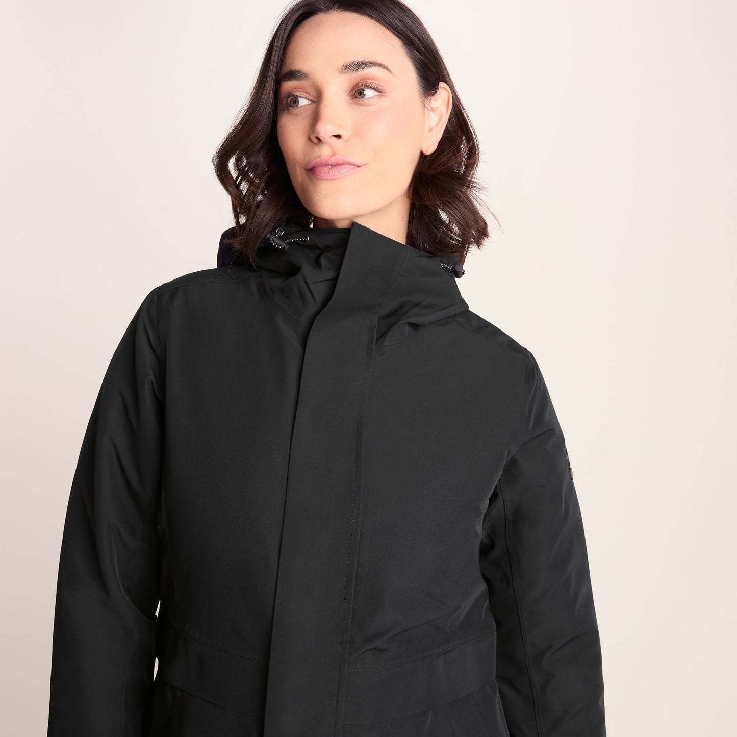 Saunter Womens Long Waterproof Jacket - Black
