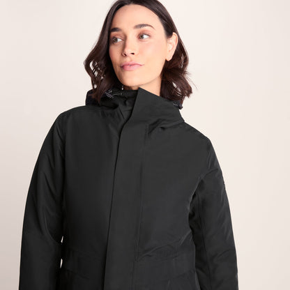 Saunter Womens Long Waterproof Jacket - Black