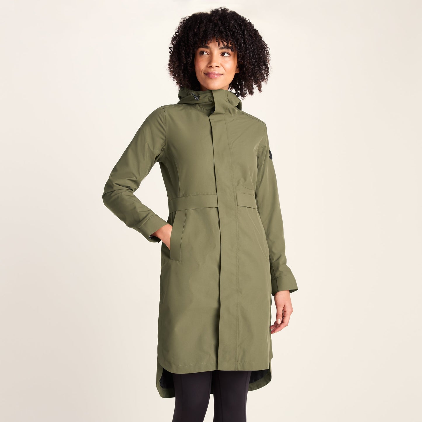 Saunter Womens Long Waterproof Jacket - Khaki