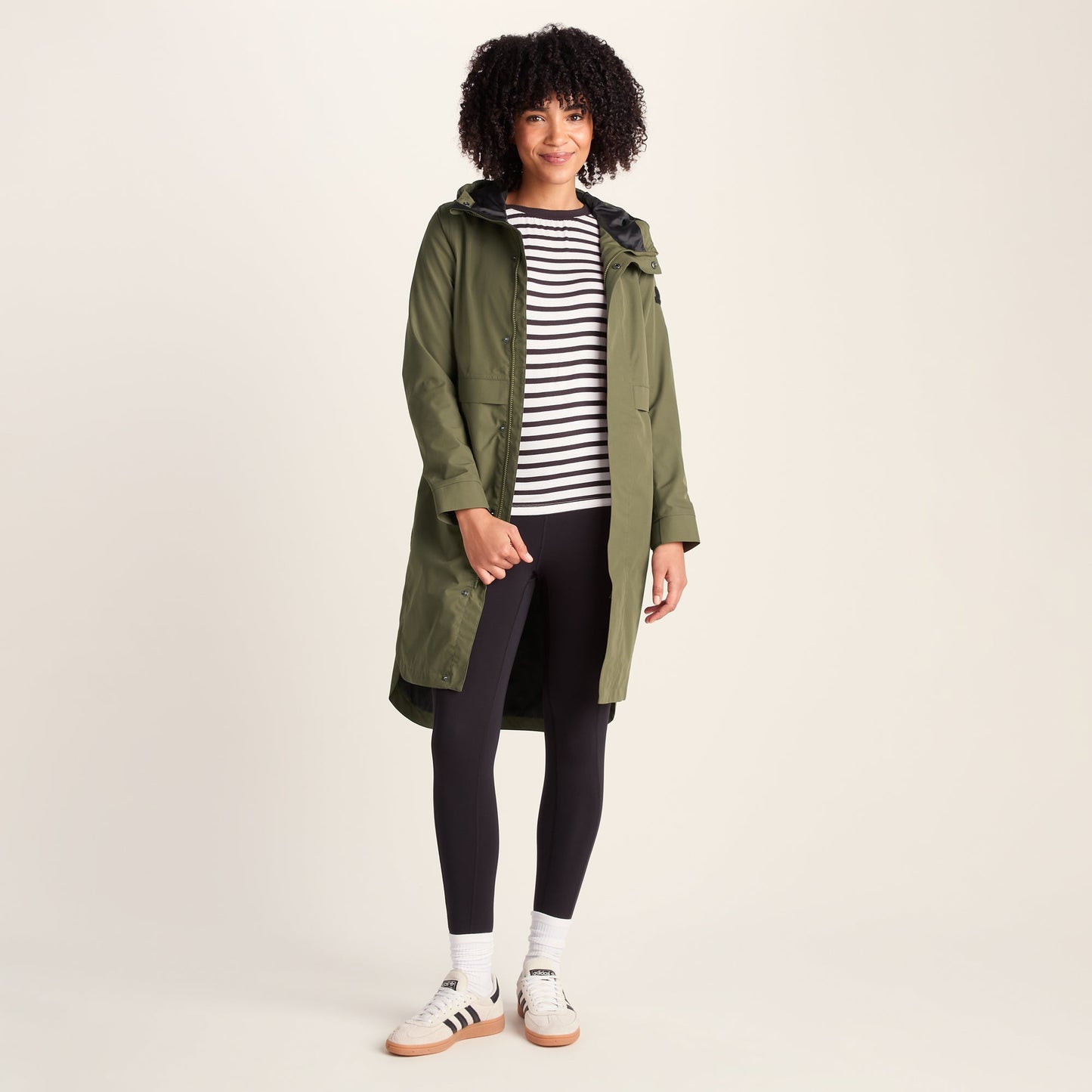 Saunter Womens Long Waterproof Jacket - Khaki