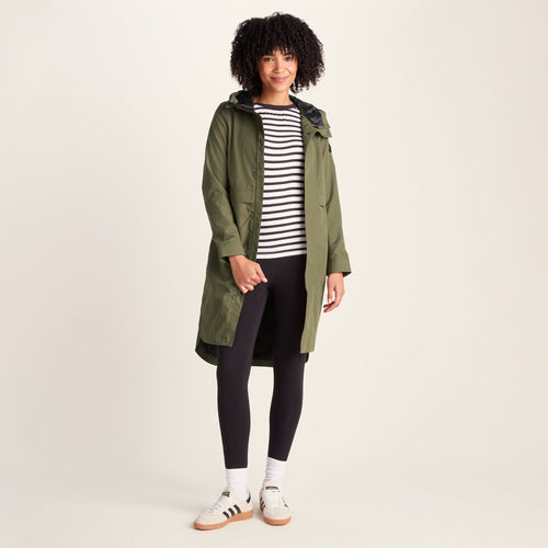 Saunter Womens Long Waterproof Jacket - Khaki