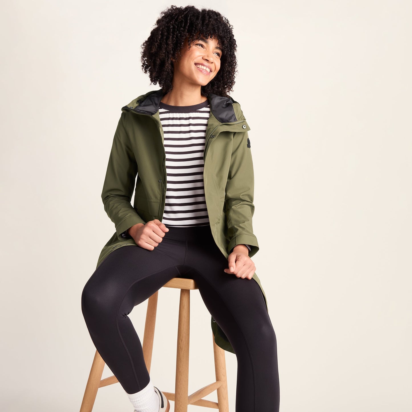 Saunter Womens Long Waterproof Jacket - Khaki
