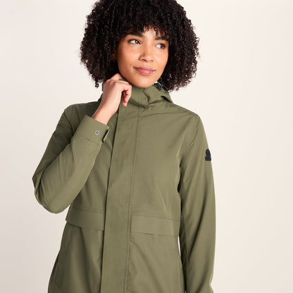 Saunter Womens Long Waterproof Jacket - Khaki