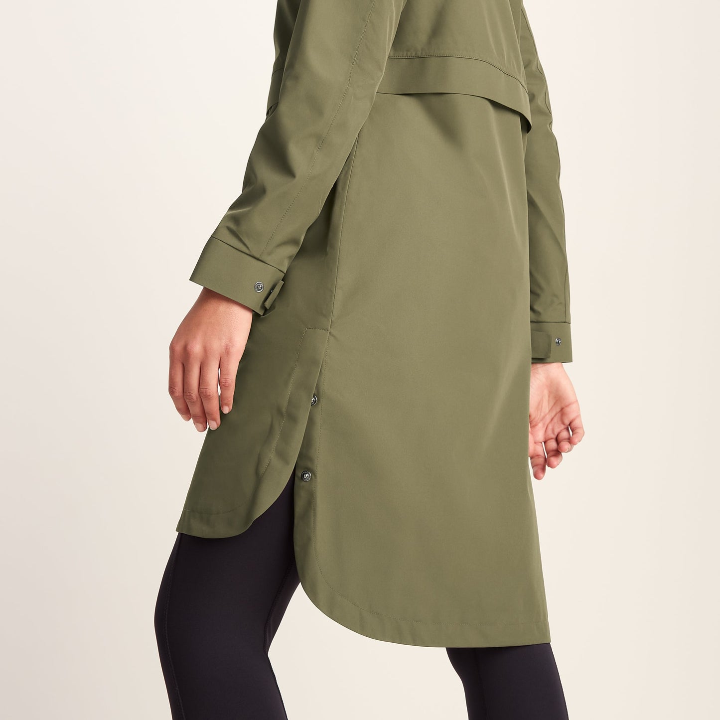 Saunter Womens Long Waterproof Jacket - Khaki