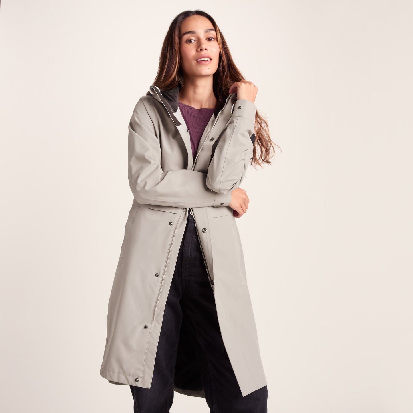 Saunter Womens Long Waterproof Jacket - Dark Taupe