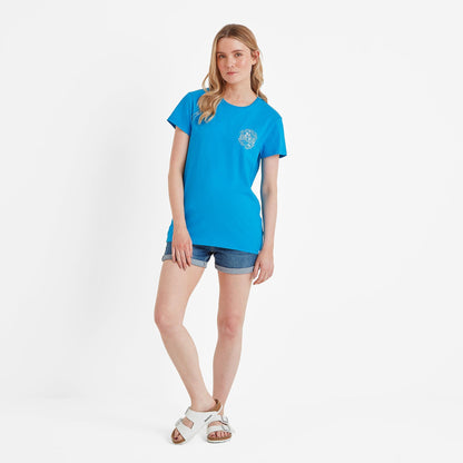 Seaside Womens 100% Cotton T-Shirt - Azure Blue