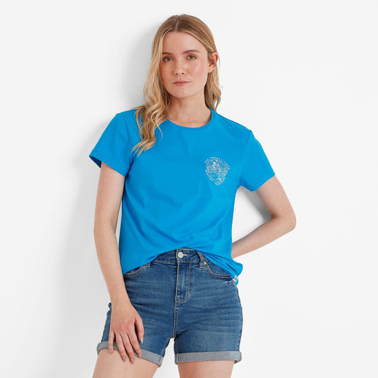 Seaside Womens 100% Cotton T-Shirt - Azure Blue