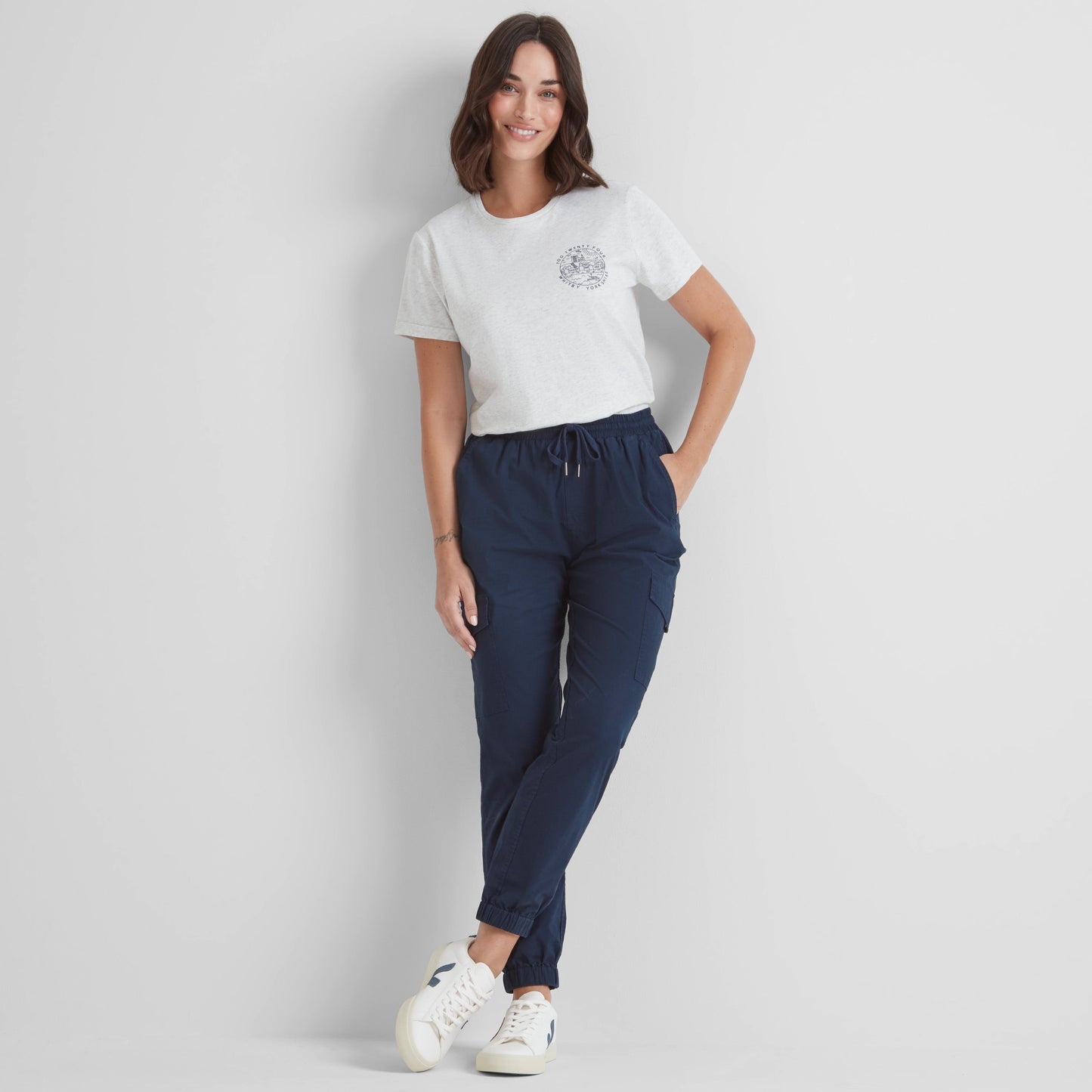 Seaside Womens 100% Cotton T-Shirt - Ice Grey Marl