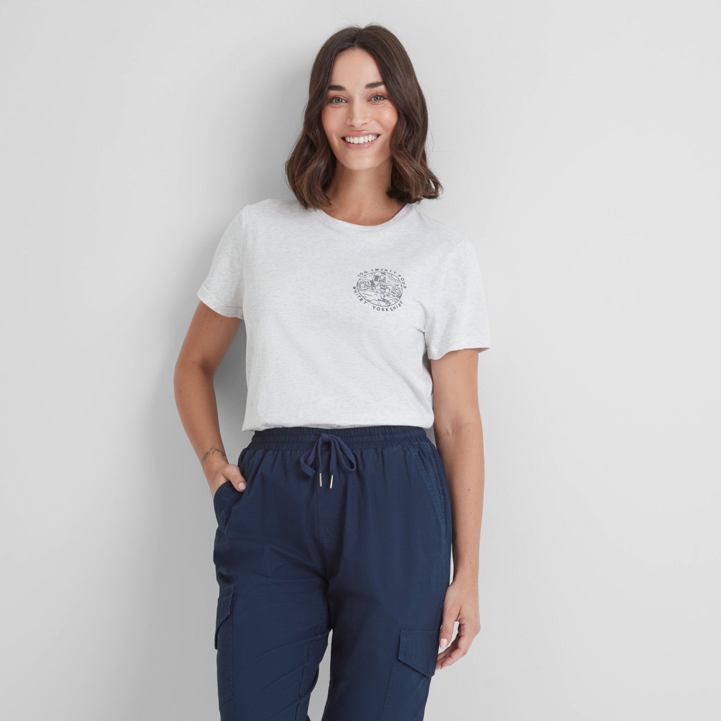 Seaside Womens 100% Cotton T-Shirt - Ice Grey Marl