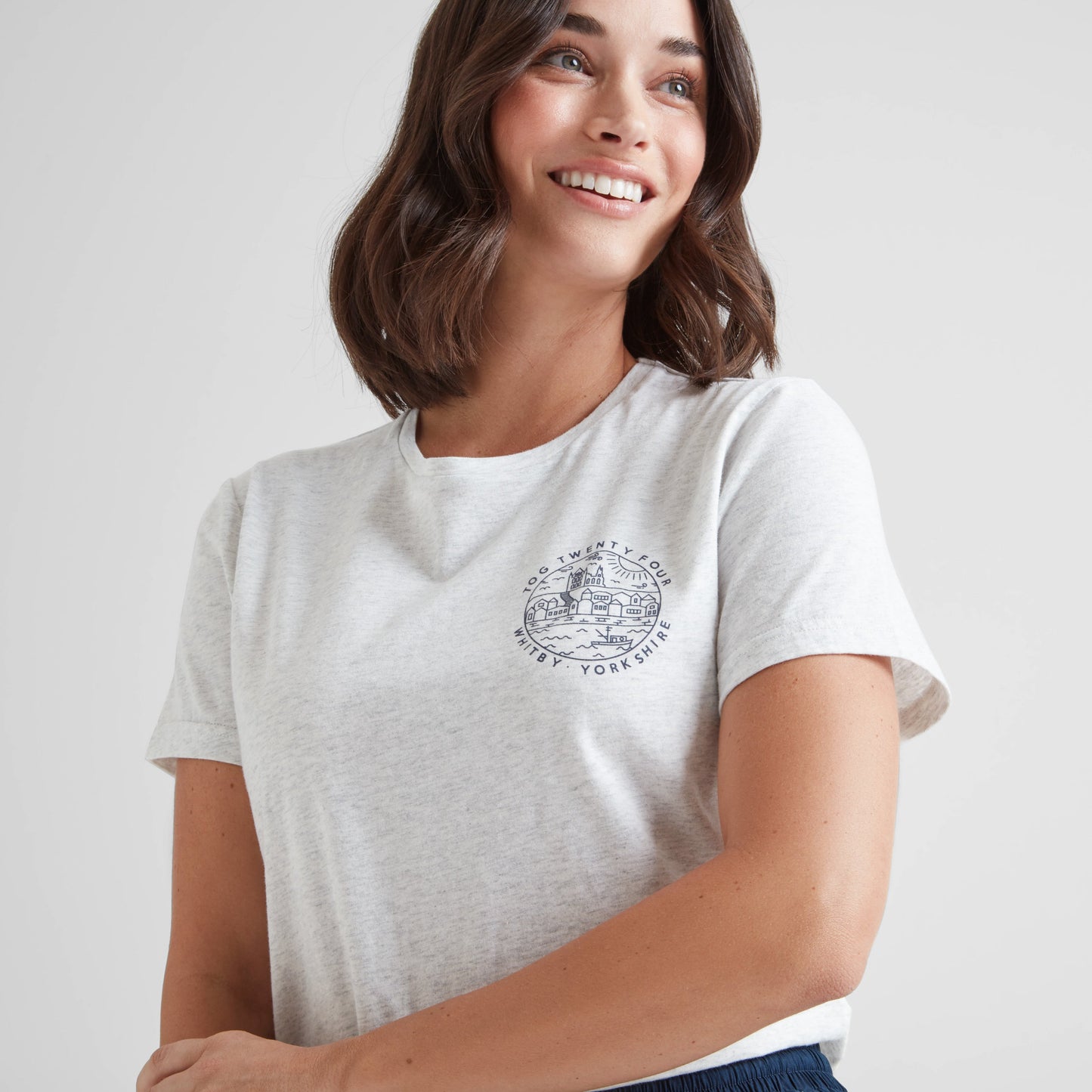 Seaside Womens 100% Cotton T-Shirt - Ice Grey Marl