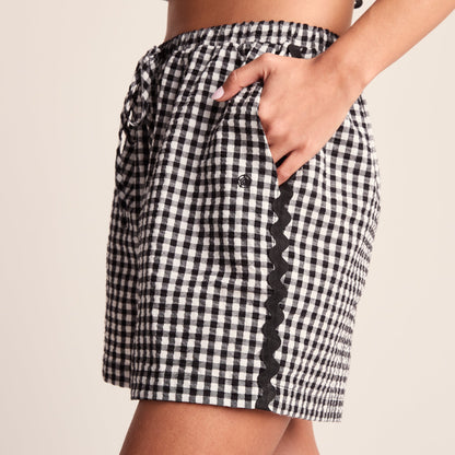 Sienna Womens Gingham Check Shorts - Black Check