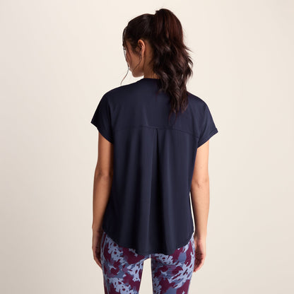 Skyla Womens Short Sleeve Performance Top - Oxford Blue