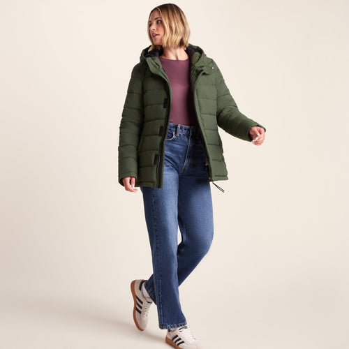 Sleight Womens Short Insulated Parka - Dark Green