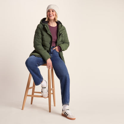 Sleight Womens Short Insulated Parka - Dark Green