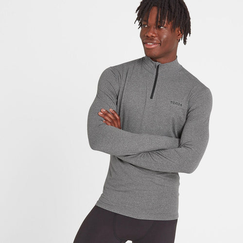 Snowdon Mens Thermal Quarter Zip Base Layer - Grey Marl
