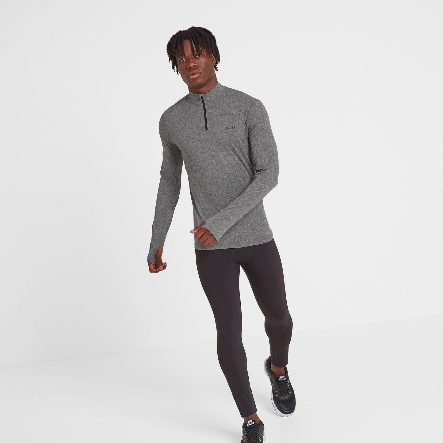 Snowdon Mens Thermal Quarter Zip Base Layer - Grey Marl