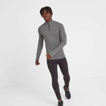 Snowdon Mens Thermal Quarter Zip Base Layer - Grey Marl