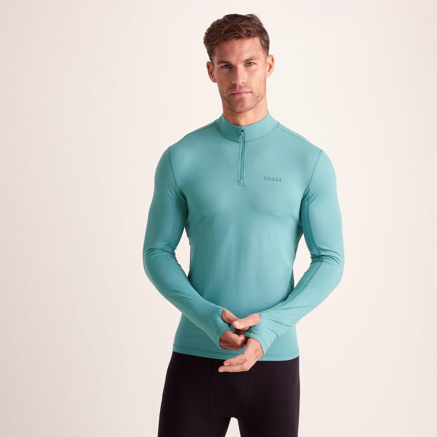 Snowdon Mens Thermal Quarter Zip Base Layer - Steel Teal