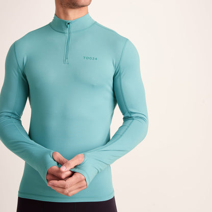 Snowdon Mens Thermal Quarter Zip Base Layer - Steel Teal