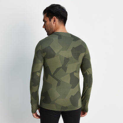 Snowdon Mens Thermal Crew Neck Base Layer - Khaki Camo Print