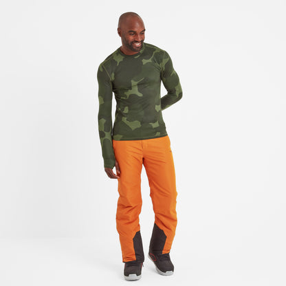 Snowdon Mens Thermal Crew Neck Base Layer - Khaki Pixelated Camo