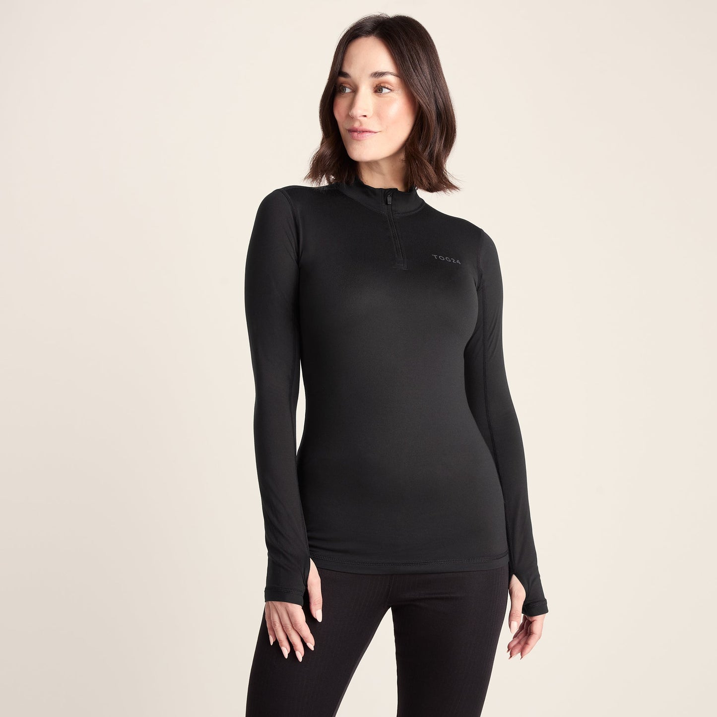 Snowdon Womens Thermal Base Layer Quarter Zip - Black
